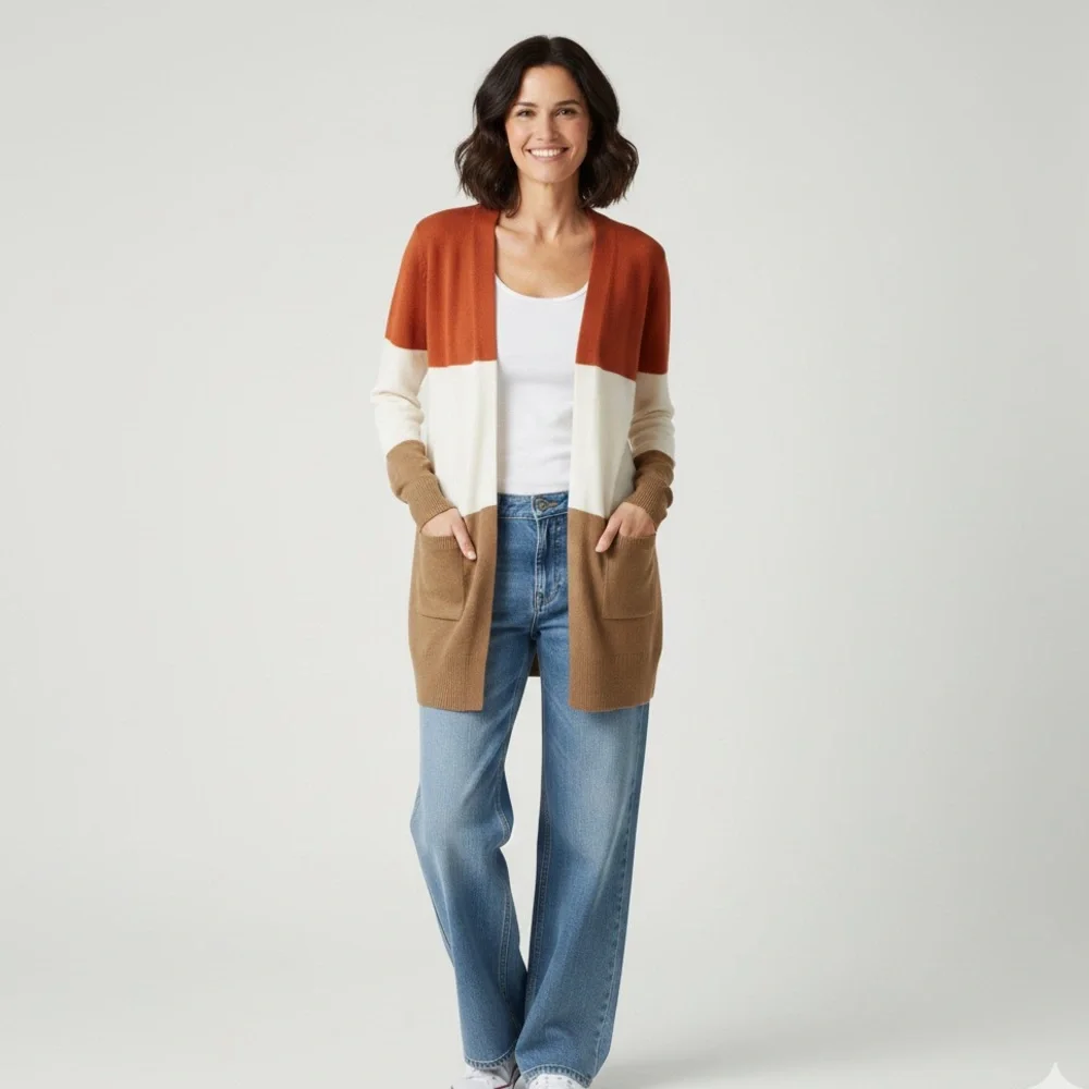 Michael Kors long Orange Cream‎ Cardigan Sweater